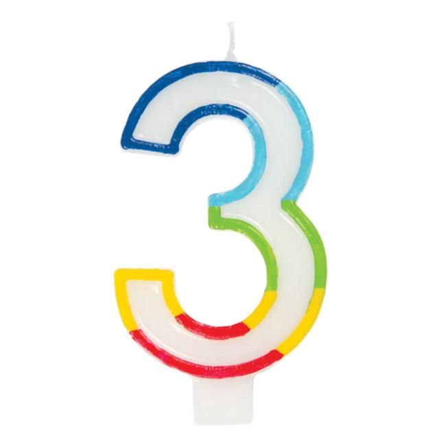 Nummer 3 Rainbow Candle 3. bursdag