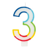 Nummer 3 Rainbow Candle 3. bursdag