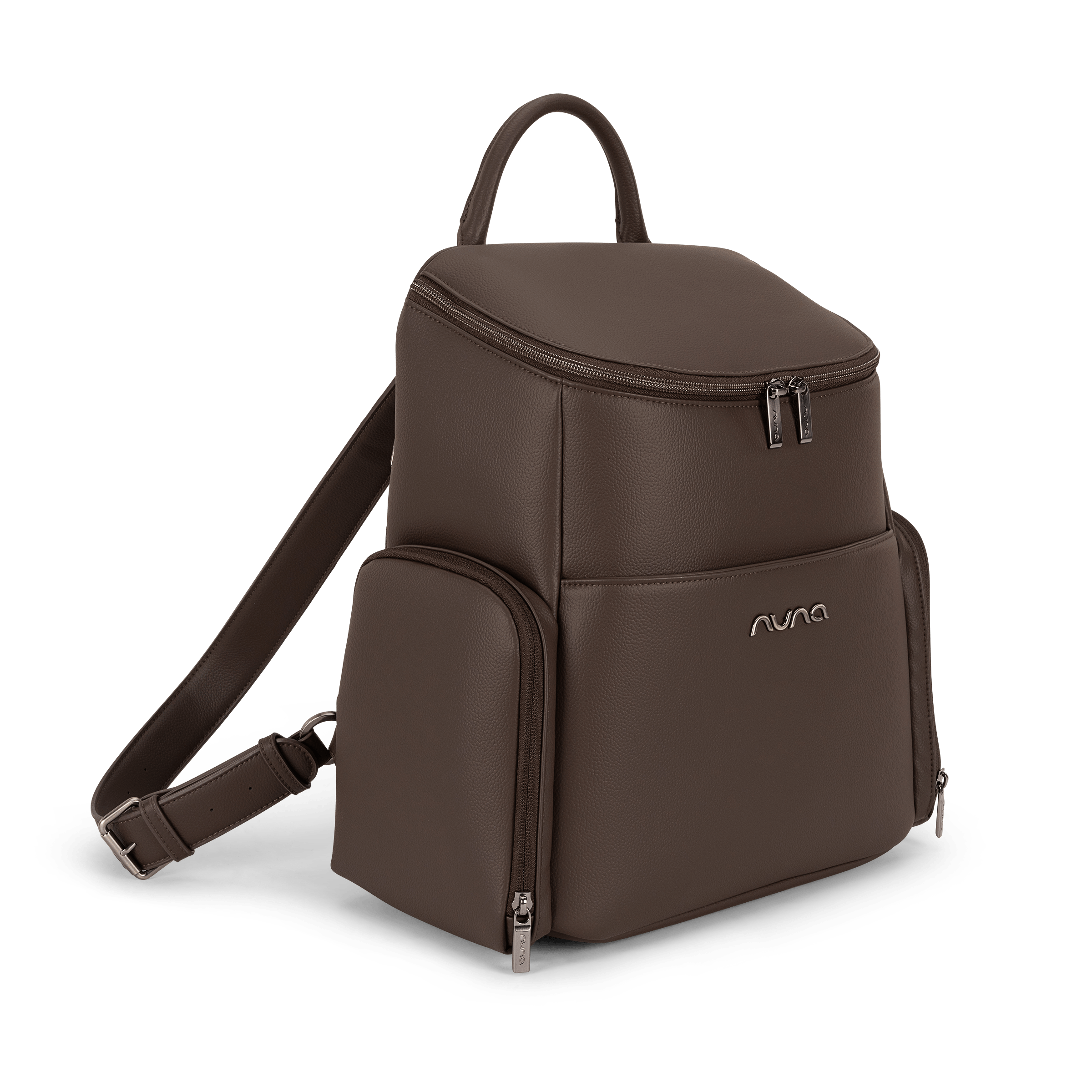 Nuna Essential Bag cocoa leatherette diaper backpack, imported from the UK