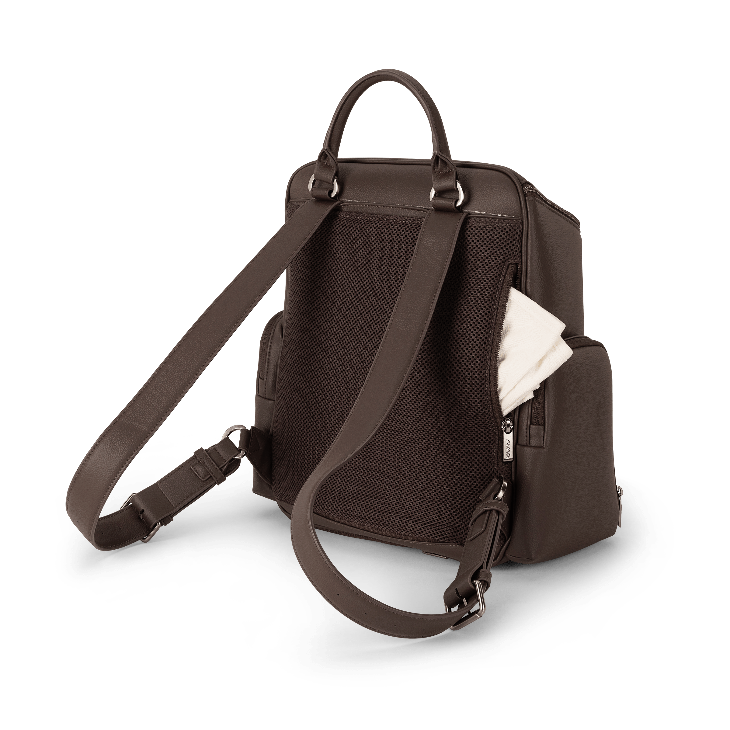 Nuna Essential Bag cocoa leatherette diaper backpack, imported from the UK