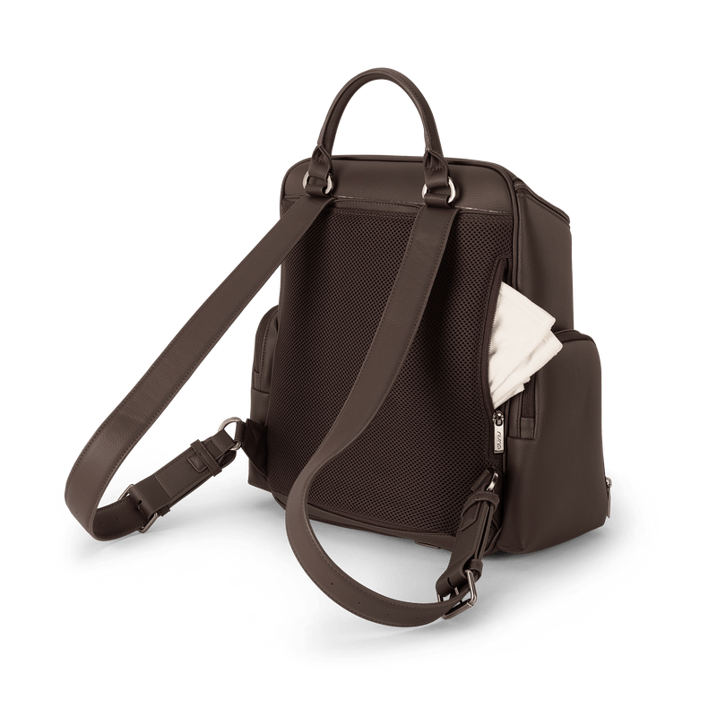 Nuna Essential Bag cocoa leatherette diaper backpack, imported from the UK