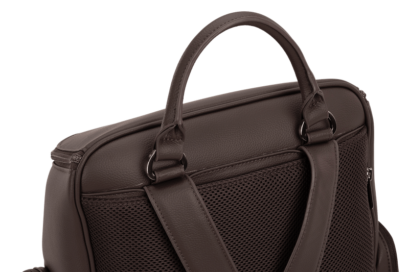 Nuna Essential Bag cocoa leatherette diaper backpack, imported from the UK