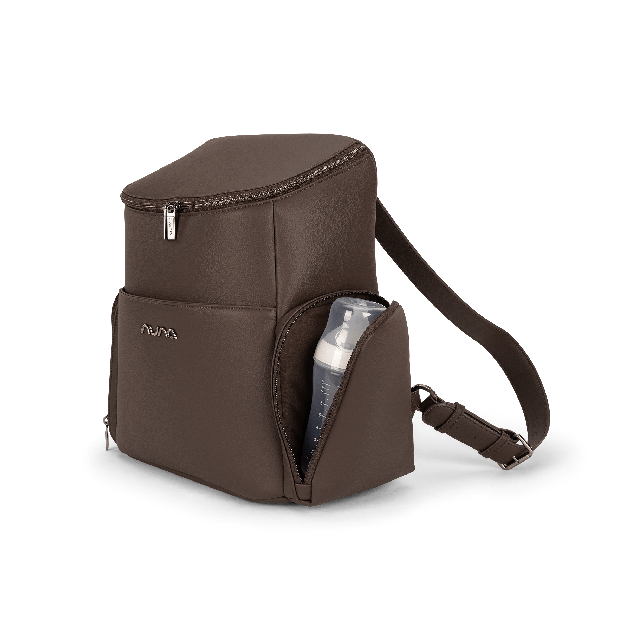 Nuna Essential Bag cocoa leatherette diaper backpack, imported from the UK