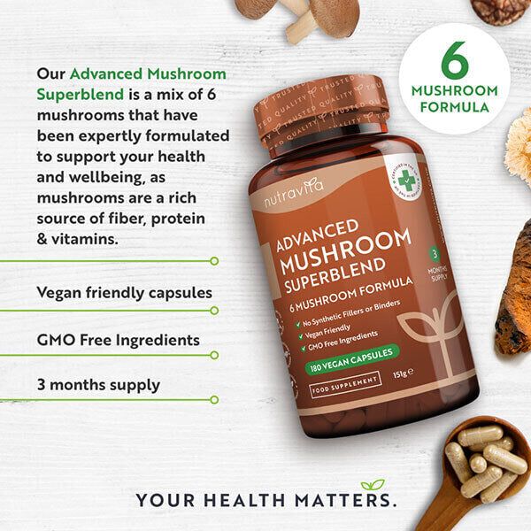 Nutravita Advanced Mushroom Superblend - 180 Vegan Capsules