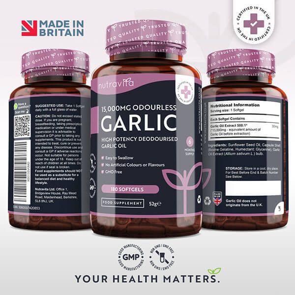 Nutravita Garlic 15,000mg - 180 Odourless Softgel Capsules