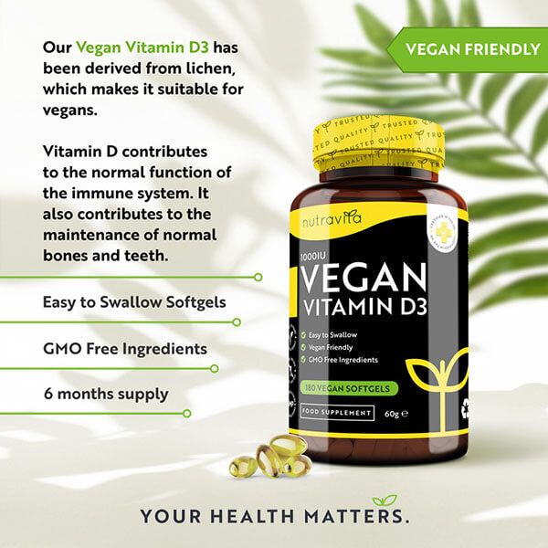 Nutravita Vegan Vitamin D3 1000iu 25&amp;micro;g - 180 Softgels