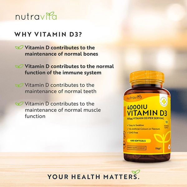 Nutravita Vitamin D3 4000IU 100&amp;micro;g - 400 Softgel Capsules