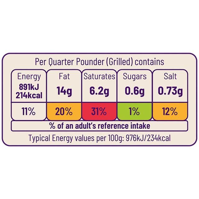 Ocado Frozen 4 British Beef Quarter Pounders   454g