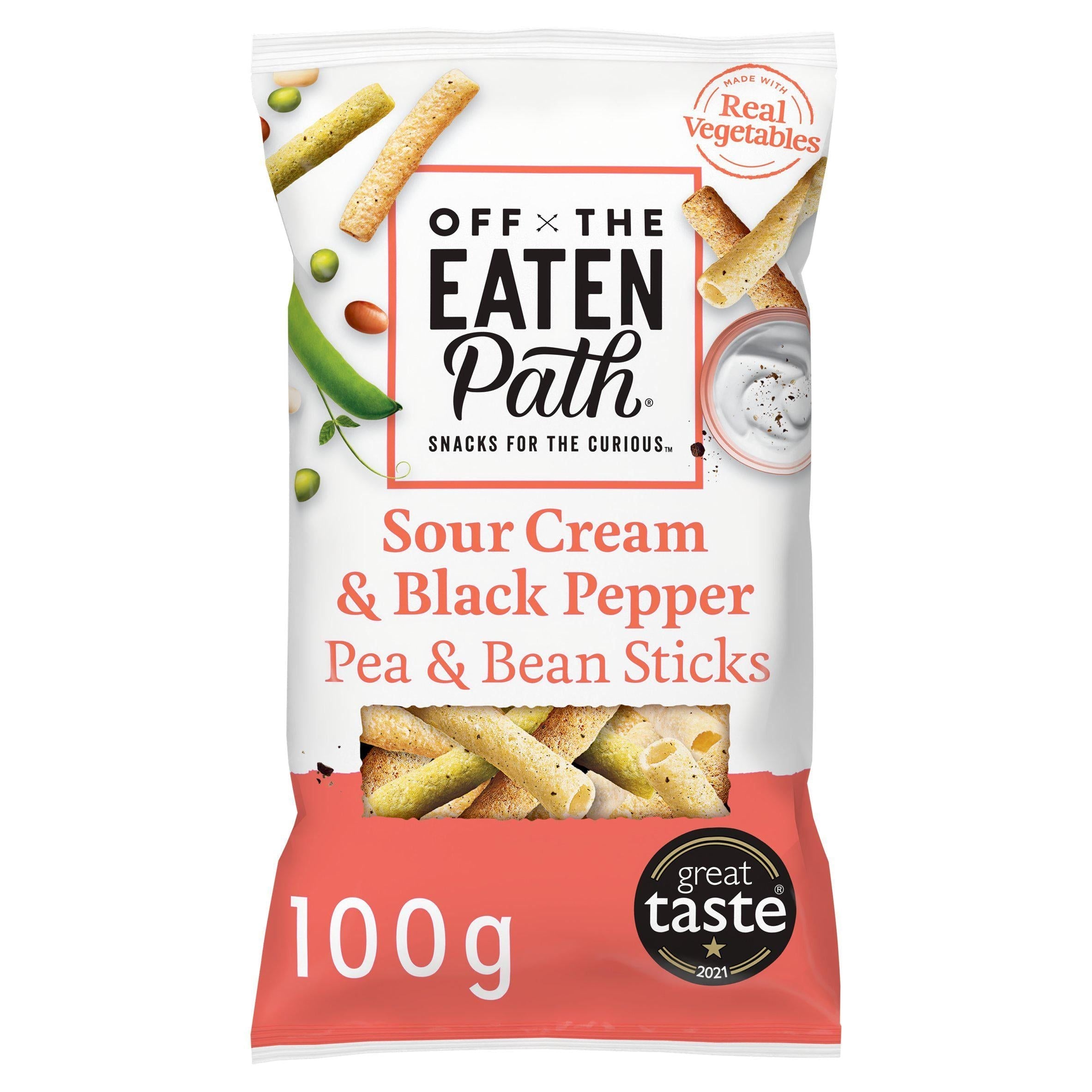 Off the Eaten Path Sour Cream &amp;amp; Pepper Bean Sticks 100g