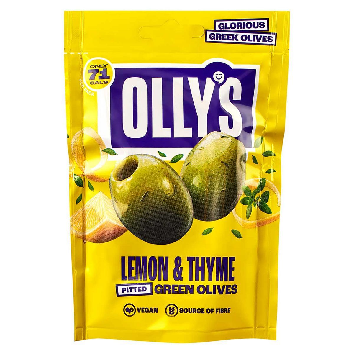 Olly's Olives - The Hippie Lemon &amp;amp; Thyme Green Olives - 12 x 50g