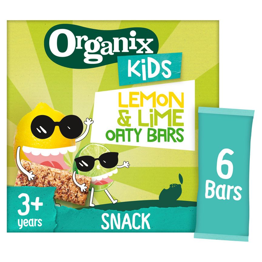Organix KIDS Herkulliset sitruuna-lime-luomukauravälipalapatukat monipakkaus 6 kpl