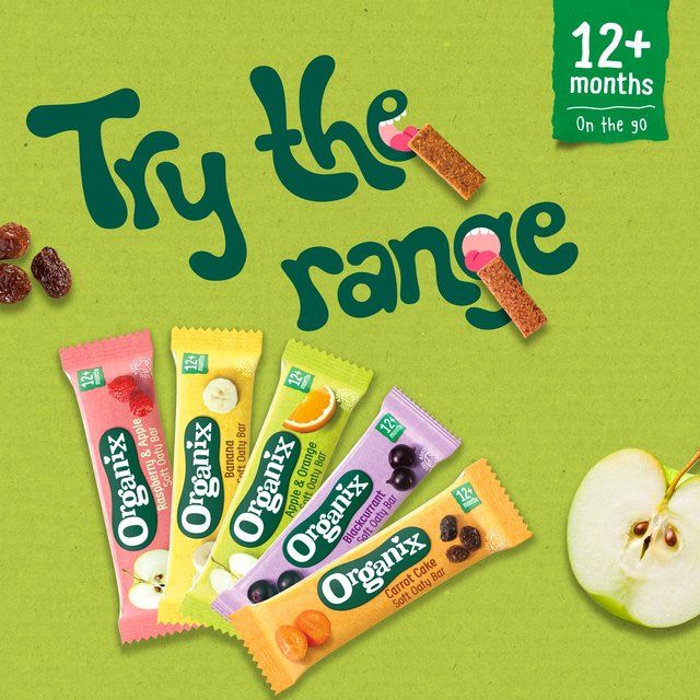 Organix Strawberry &amp;amp; Apple Organic Soft Oaty Bars Toddler Snack Multipack   6 x 23g