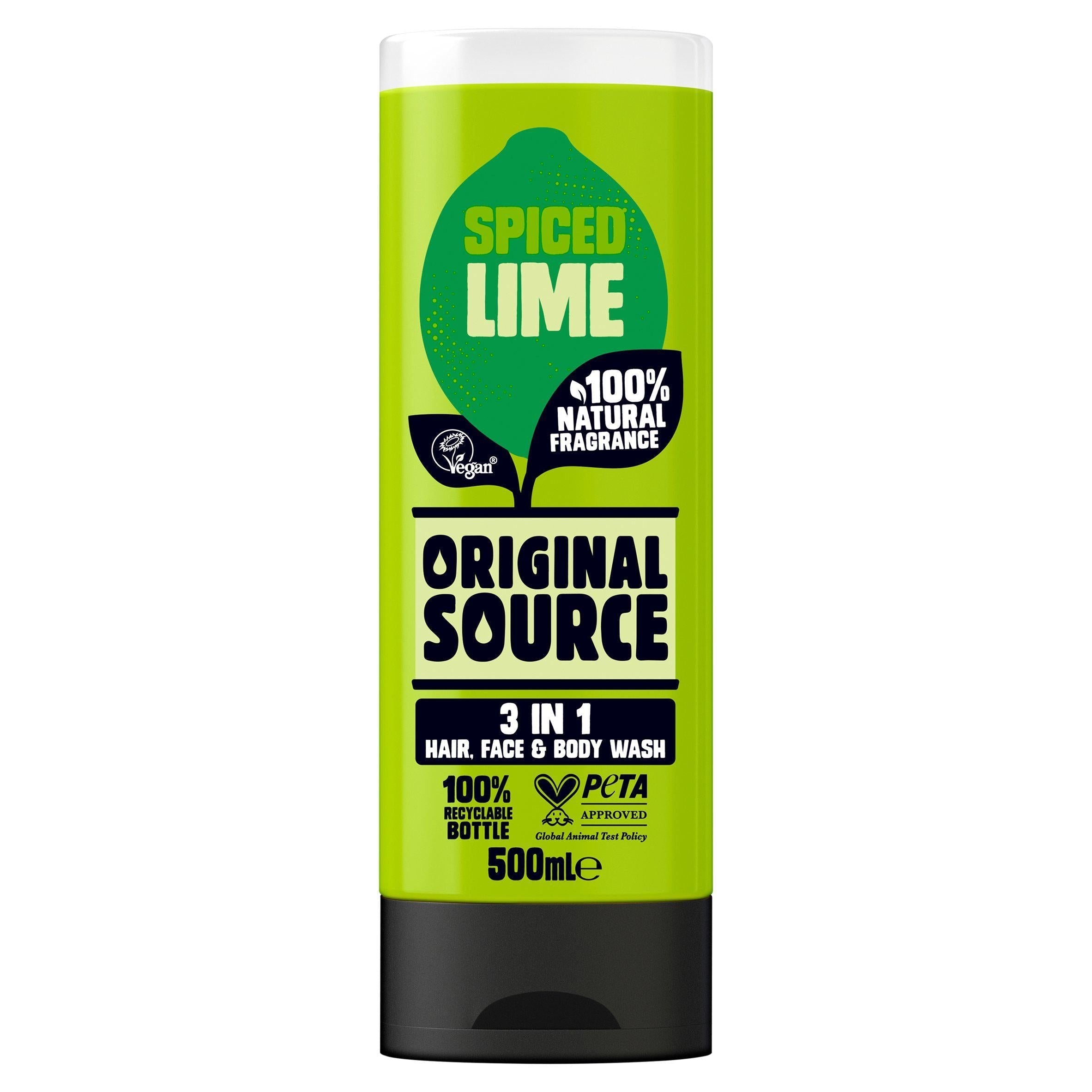 Original Source Spiced Lime 3 In 1 Hair Face &amp;amp; Body Wash 500ml