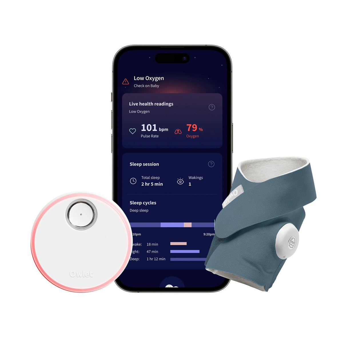 Owlet Dream Sock Bedtime Blue baby monitor (British brand)