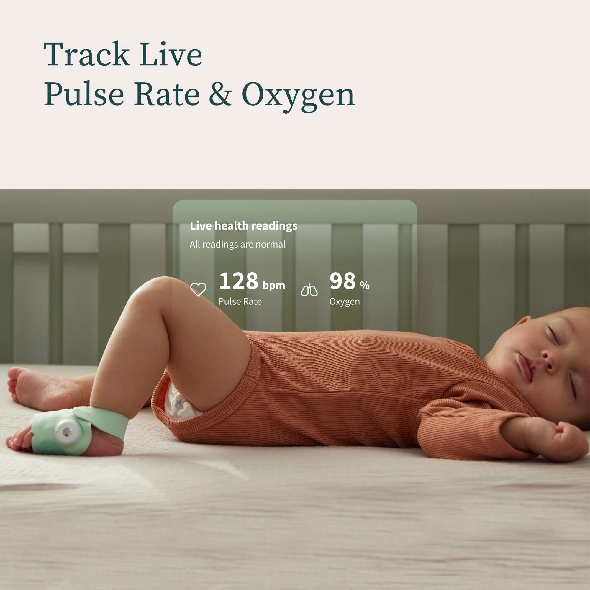 Owlet Dream Sock smart baby monitor Dusty Rose, UK version