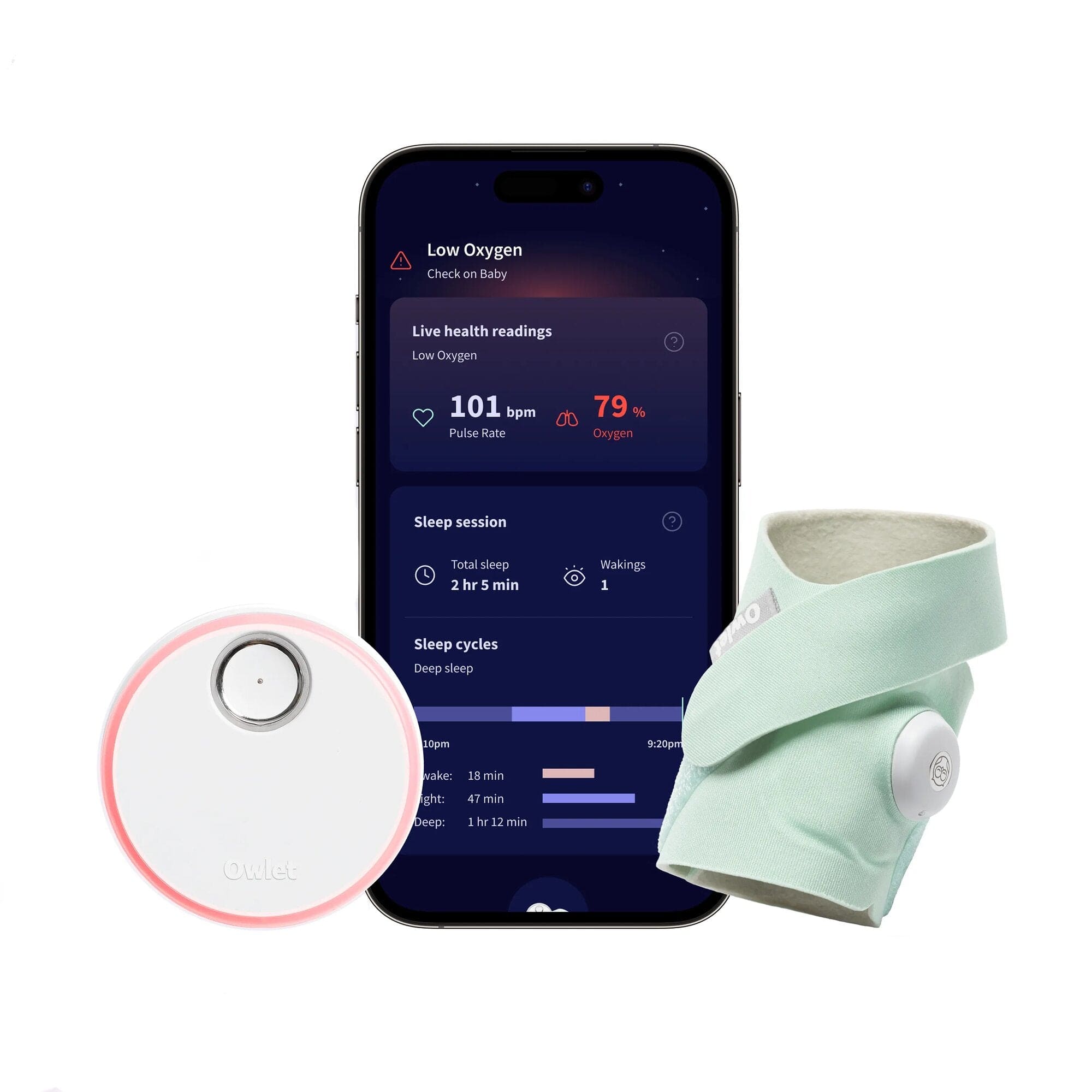 Owlet Dream Sock baby monitor mint (British brand)