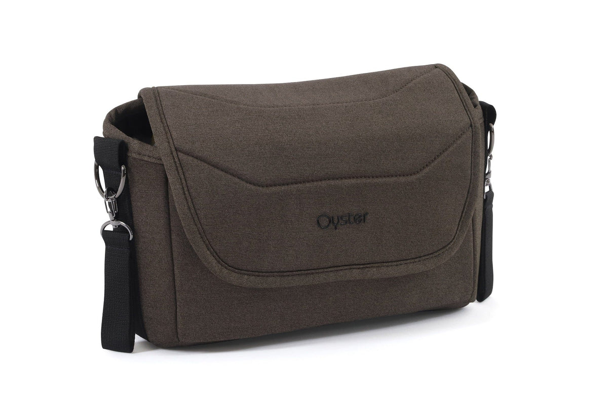 Oyster stroller organiser in chocolate velvet, UK version