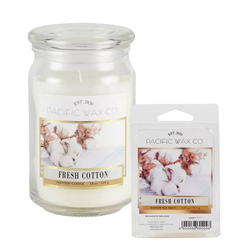 Pacific Wax Co Fresh Cotton Jar Candle & Wax Melts Bundle