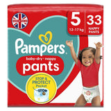 Pampers Baby-Dry pelenkázó nadrág 5-as méret, 33 pelenka, 12kg-17kg, Essential csomag