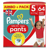 Pampers Baby-Dry pelenkázó nadrág 5-es méret, 64 pelenka, 12kg - 17kg, Jumbo+ csomag
