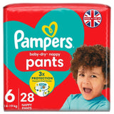 Pampers Baby-Dry Nappy Pants Size 6 (15kg+) Essential Pack   28 per pack