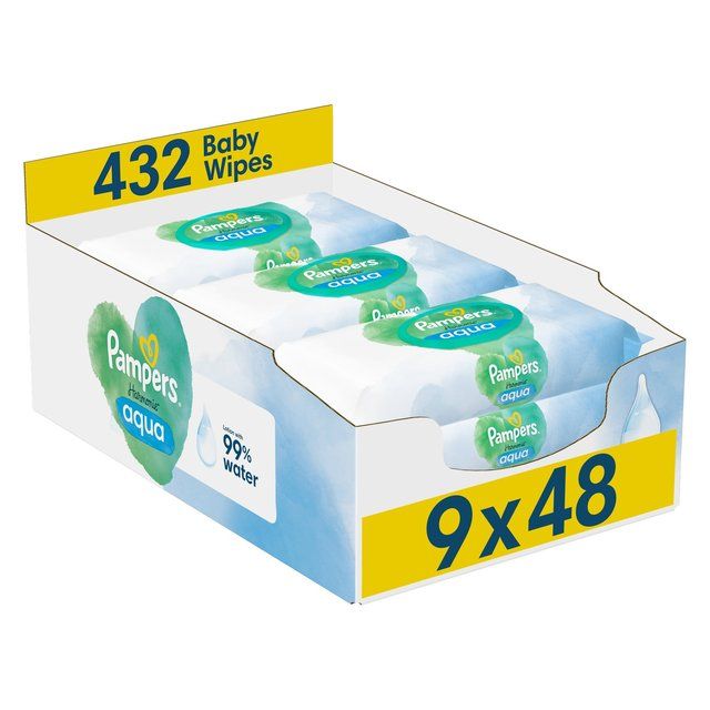 Pampers Harmonie Aqua műanyagmentes baba törlőkendők X9 9 x 48 csomagonként