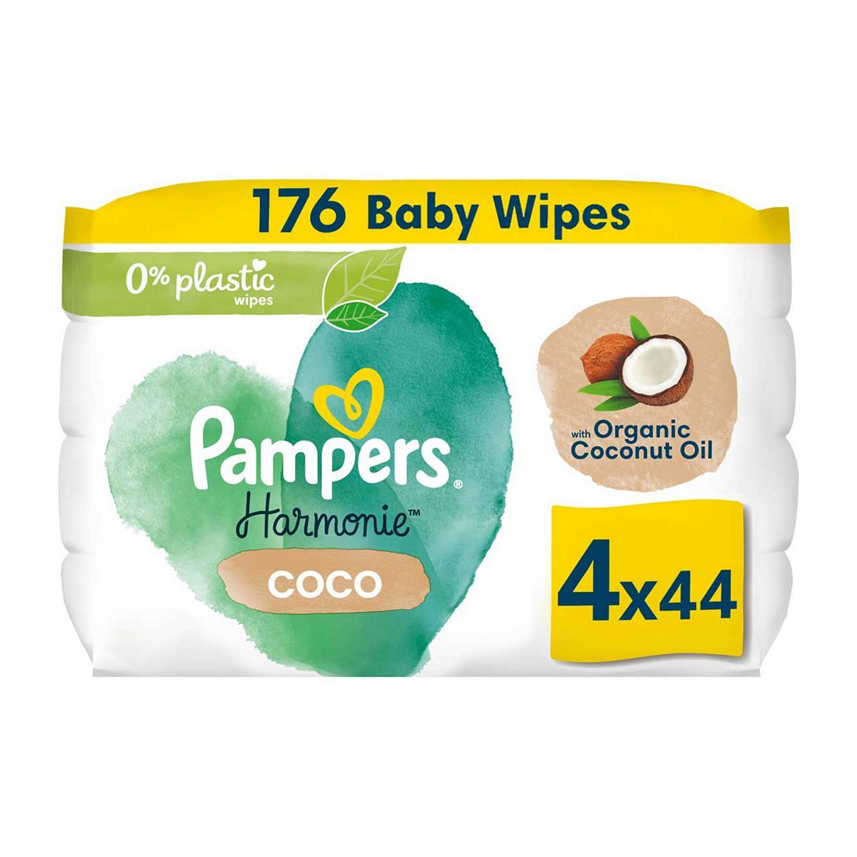 Pampers Harmonie Coco Babyservietter Plastfri 4 pakker = 176 servietter