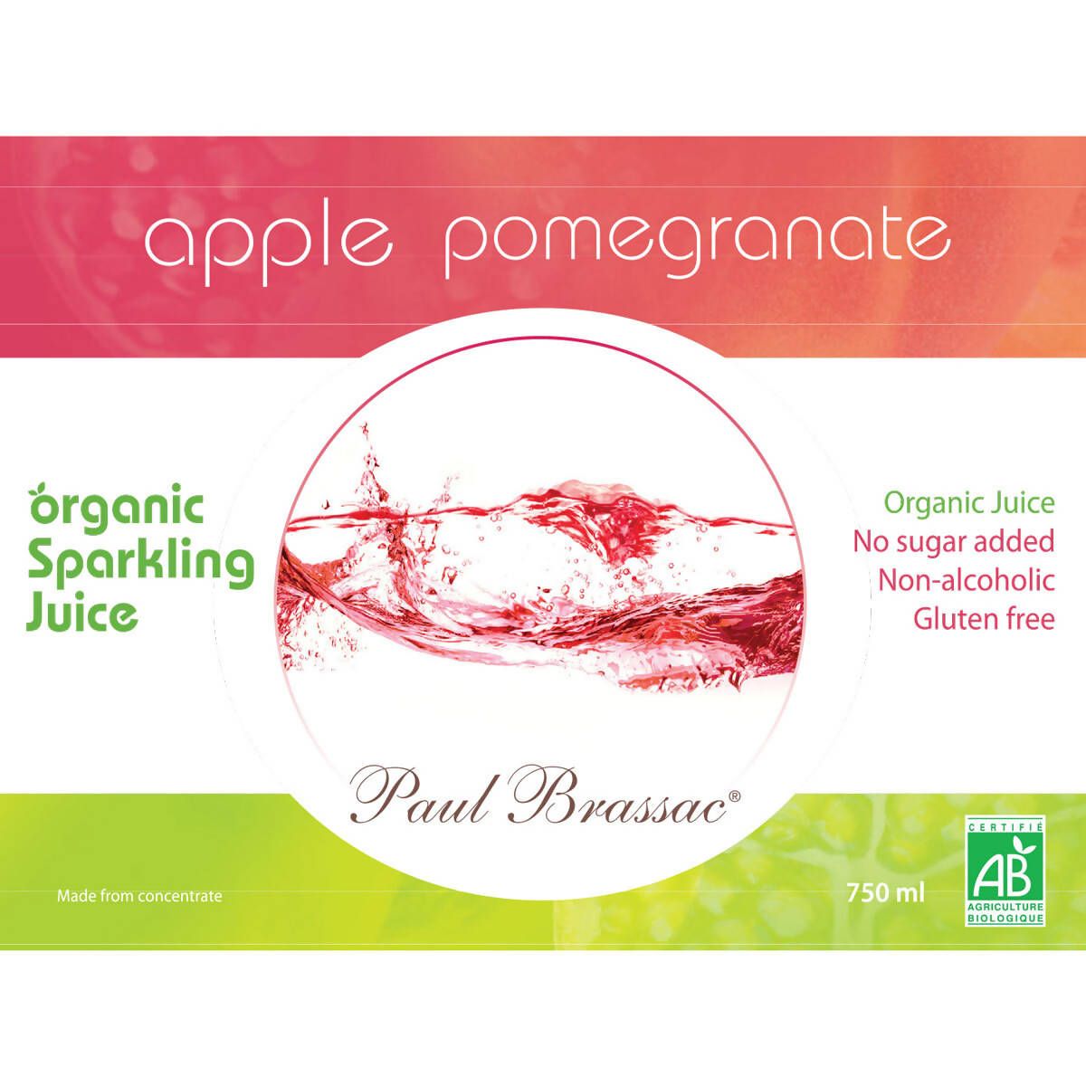 Paul Brassac Organic Sparkling Fruit Juice, 3 x 750ml