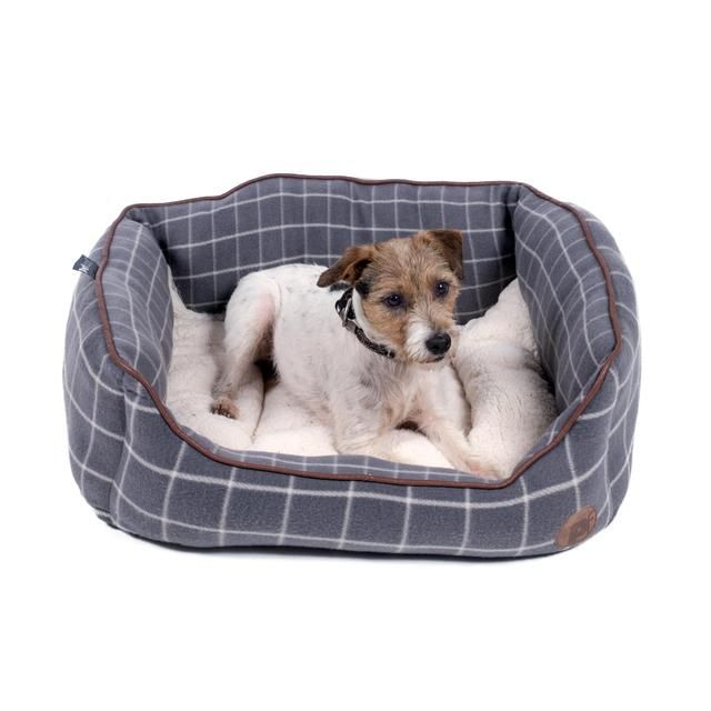 Petface Grey Window Pane מרובע מיטת כלבים בינונית