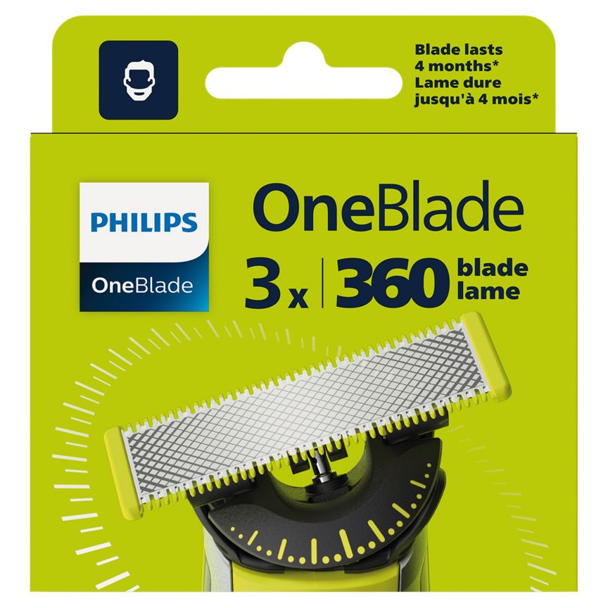 Philips OneBlade 360 ​​erstatningsblad for ansikt, 3 stk