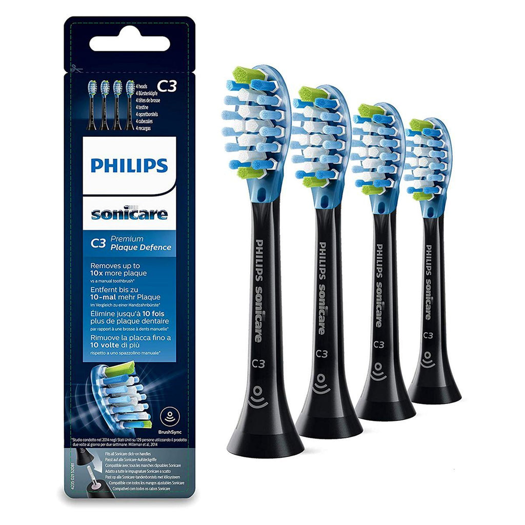 Philips Sonicare Premium Plaque Defense BrushSync-aktiverte erstatningsbørstehoder - 4pk svart HX9044/33