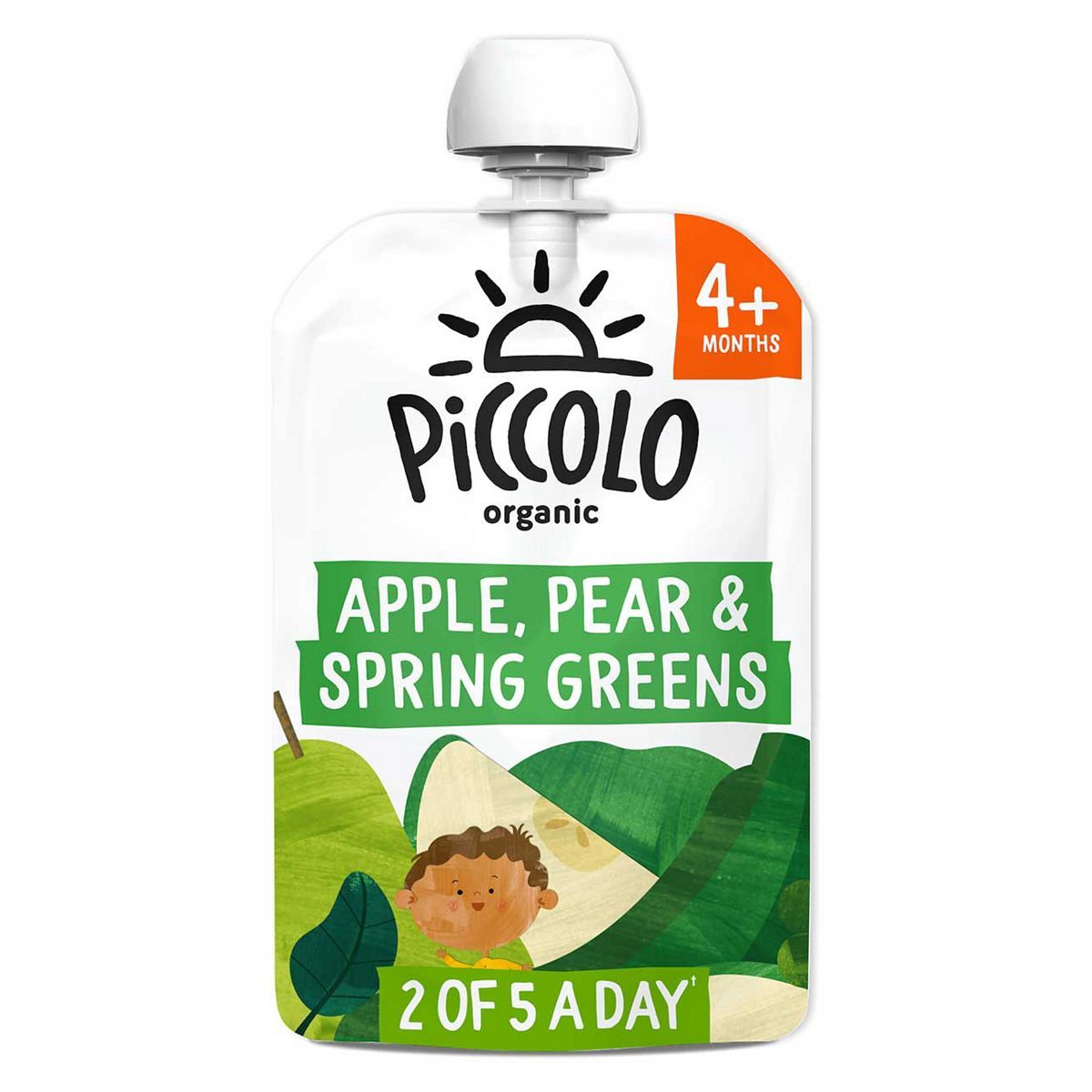 Piccolo Organic Pear, Apple &amp;amp; Spring Greens with hint of mint 100g From 4 Months+