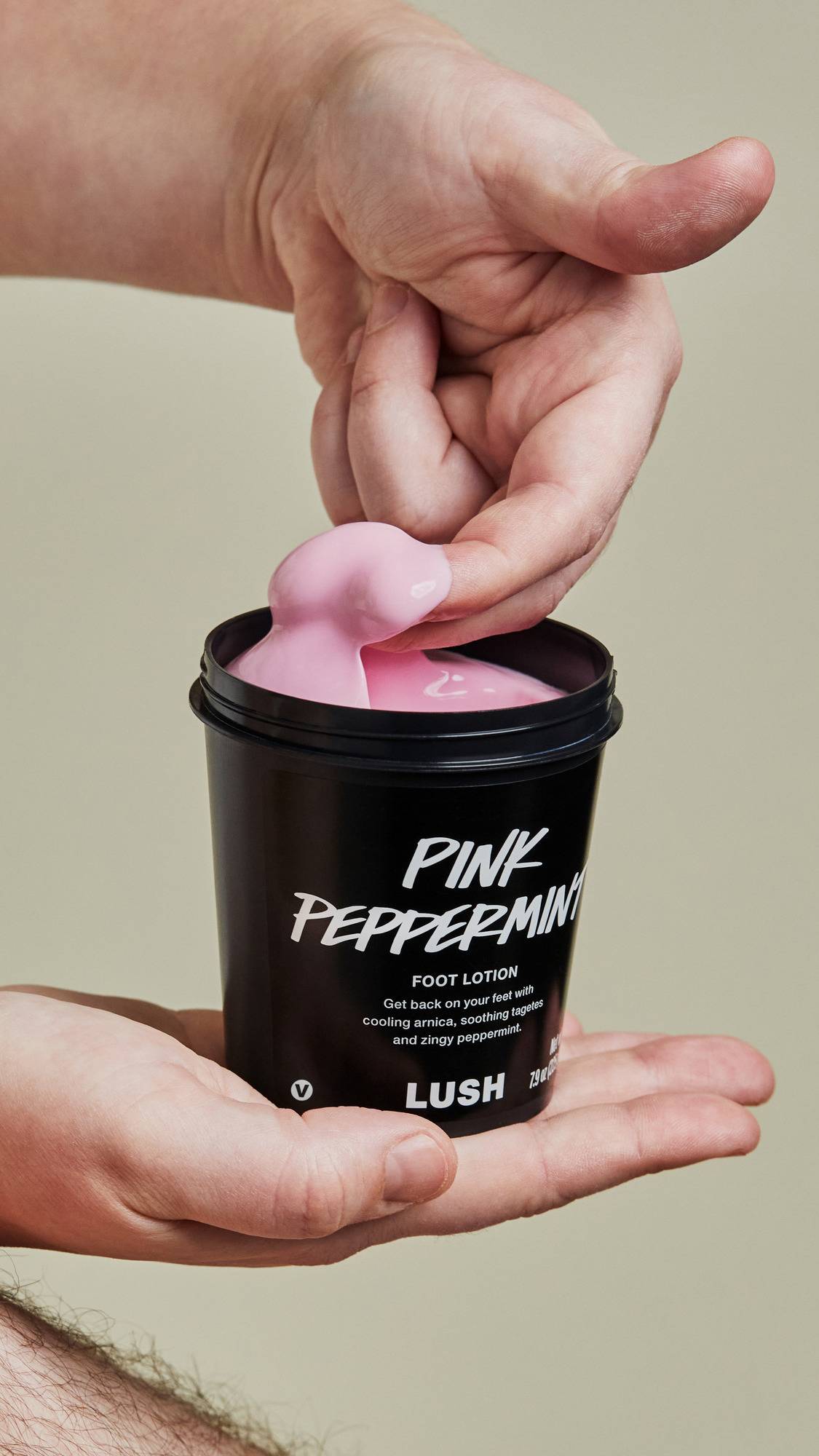 Lush Pink Peppermint foot lotion, imported from the UK