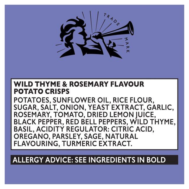 Pipers Atlas Mountains Wild Thyme &amp;amp; Rosemary Sharing Bag Crisps   150g