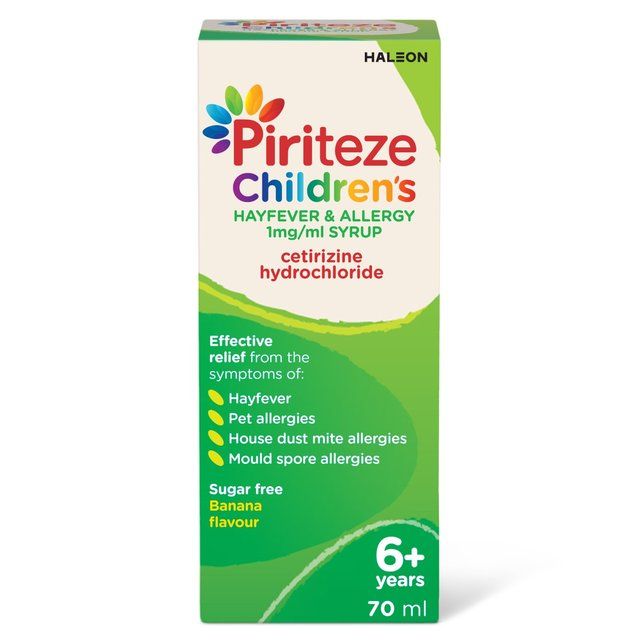 Piriteze Hayfever & Allergy Sirup Sukkerfri Age 6+ 70ml