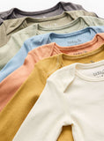Plain Long Sleeve Bodysuits 7 Pack Newborn