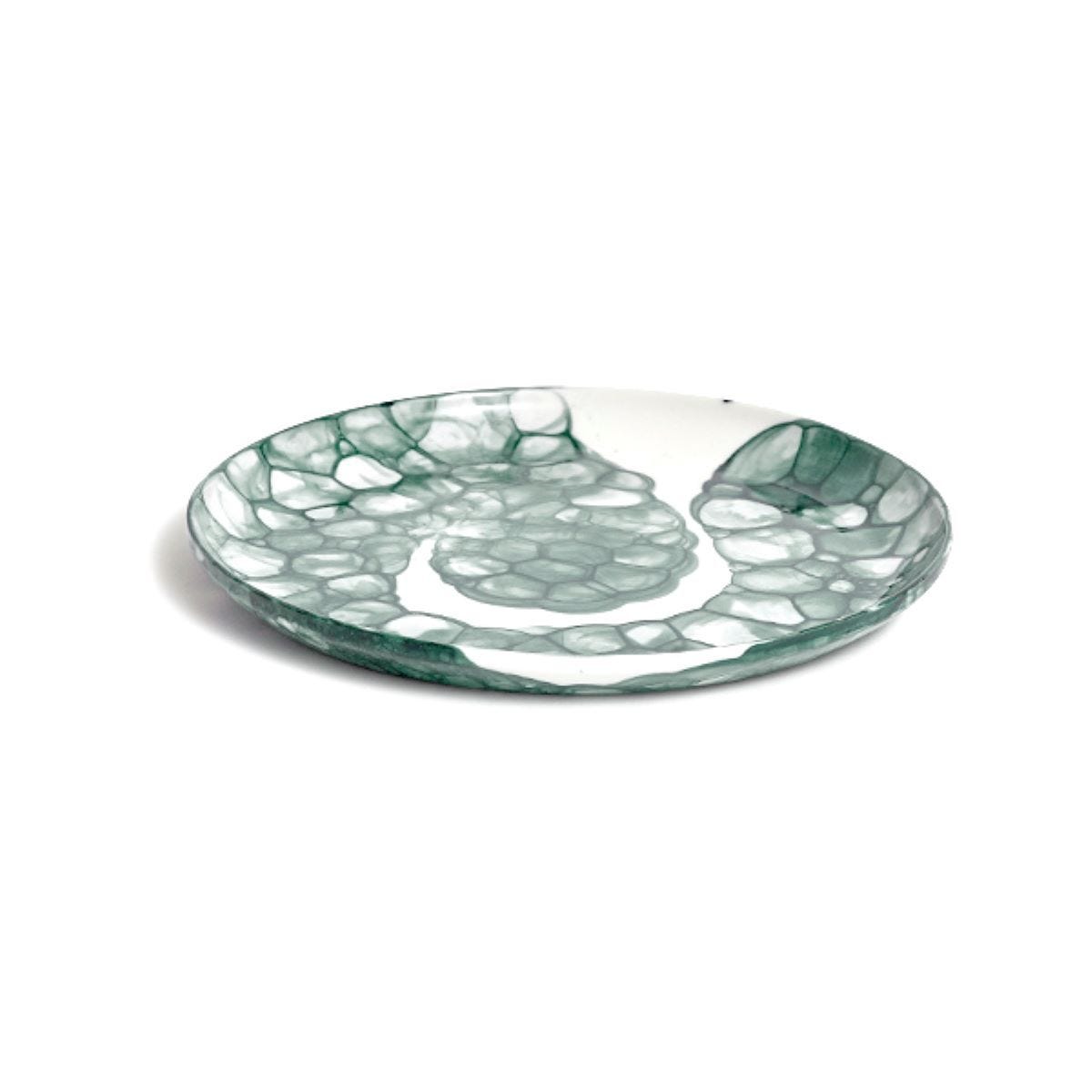 DB Ceramic medium teal plate with bubble glaze, UK version
