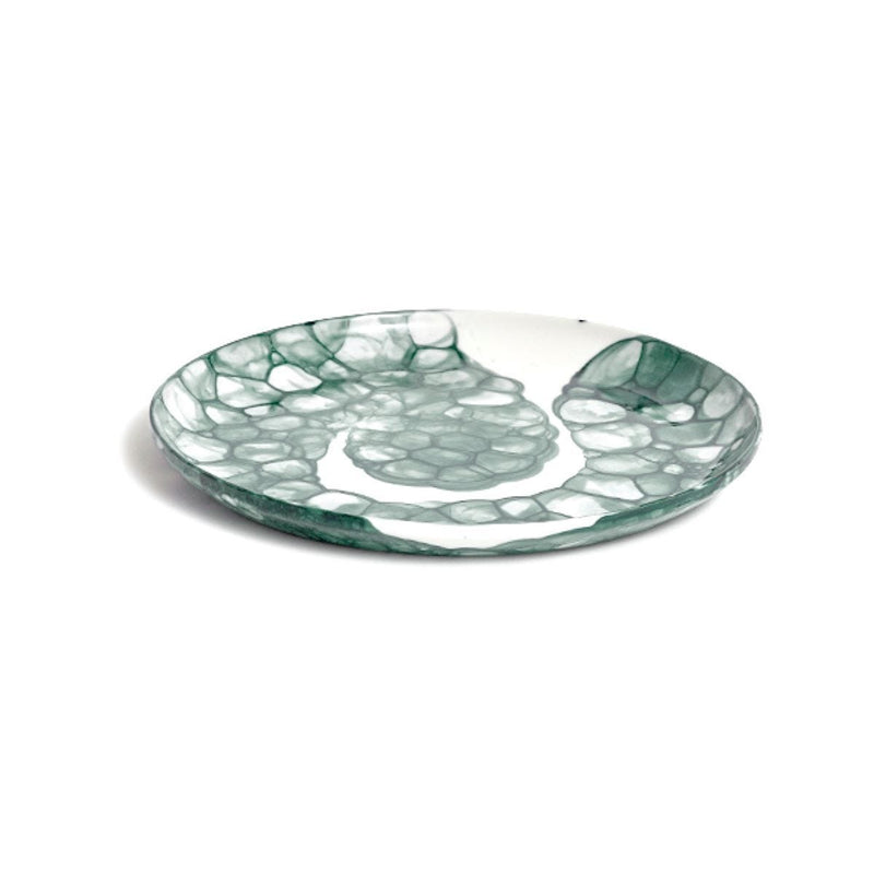 DB Ceramic medium teal plate with bubble glaze, UK version