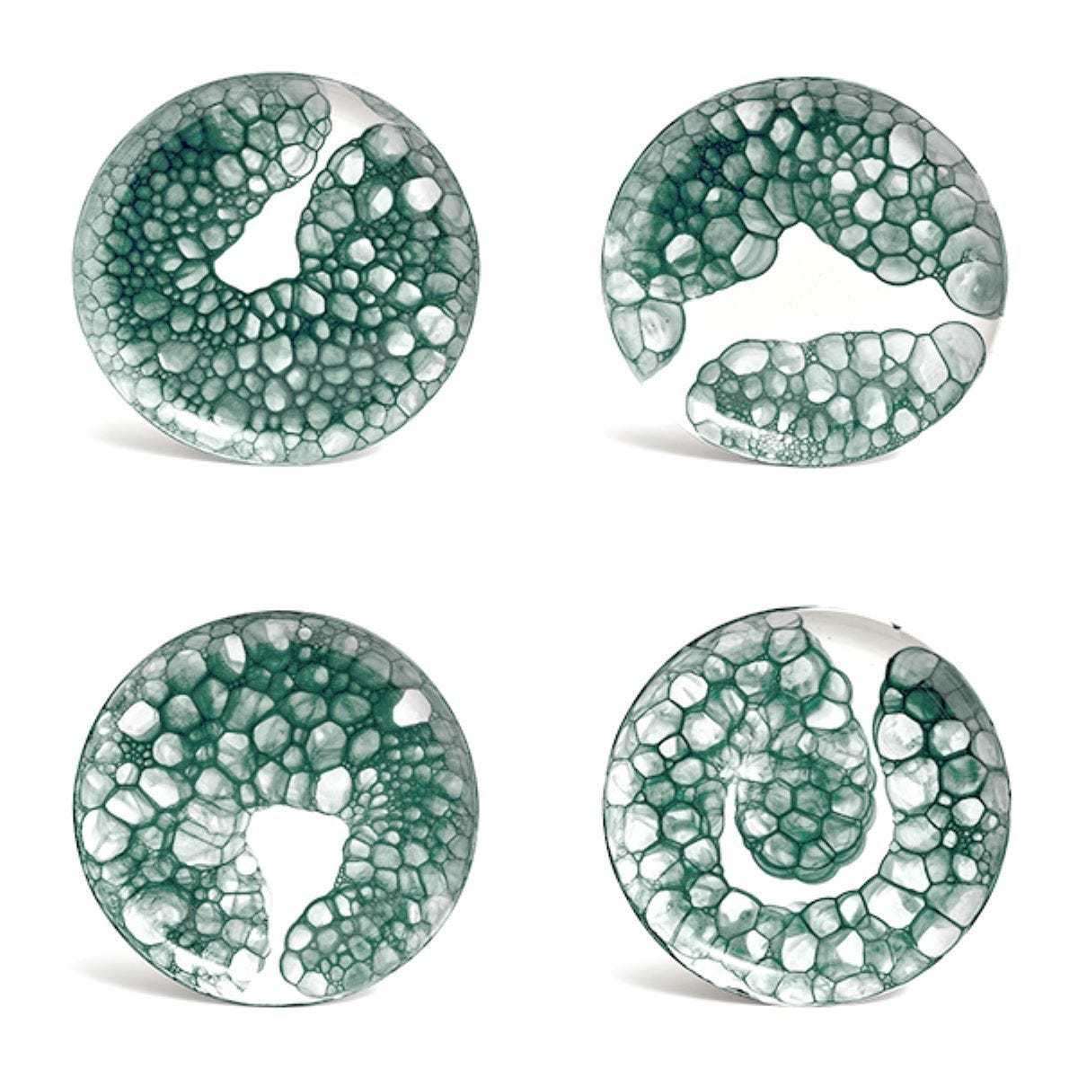 DB Ceramic medium teal plate with bubble glaze, UK version