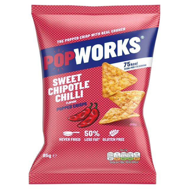 PopWorks Sweet Chipotle Chilli Popped Crisps Sharing Bag   85g