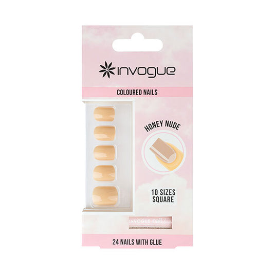 Invogue Honey Nude Square Nails - Pack of 24 GOODS Superdrug   