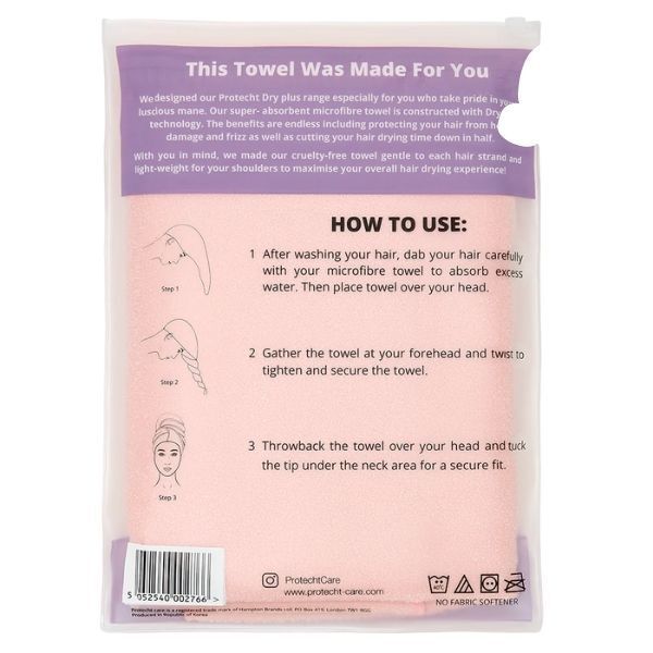 Protecht Dry Plus Hair Towel- Gossamer Pink