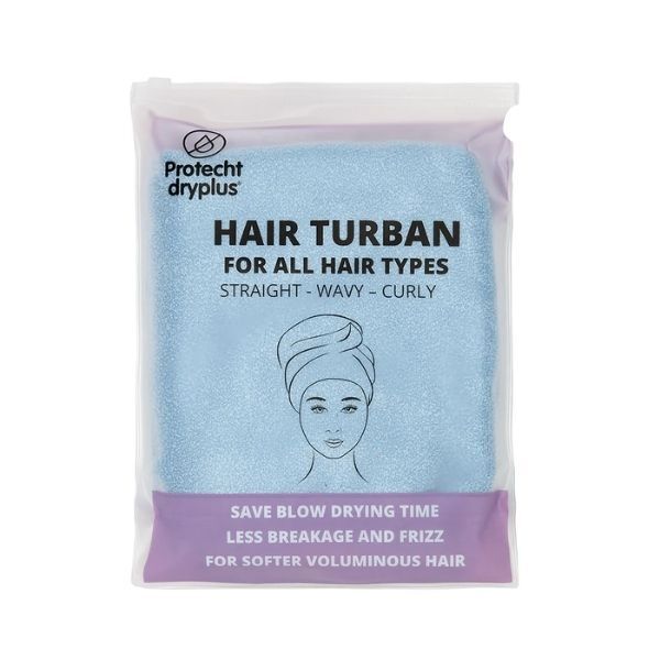 Protecht Dryplus Super Absorbent Dry Plus Hair Turban White Blue Fog