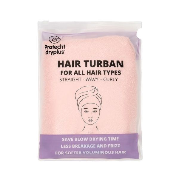 Protecht Dryplus Super Absorbent Dry Plus Hair Turban White Gossamer Pink
