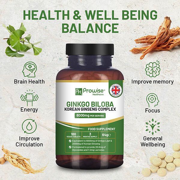 Prowise Ginkgo Biloba and Korean Ginseng Tablets 8000mg x180