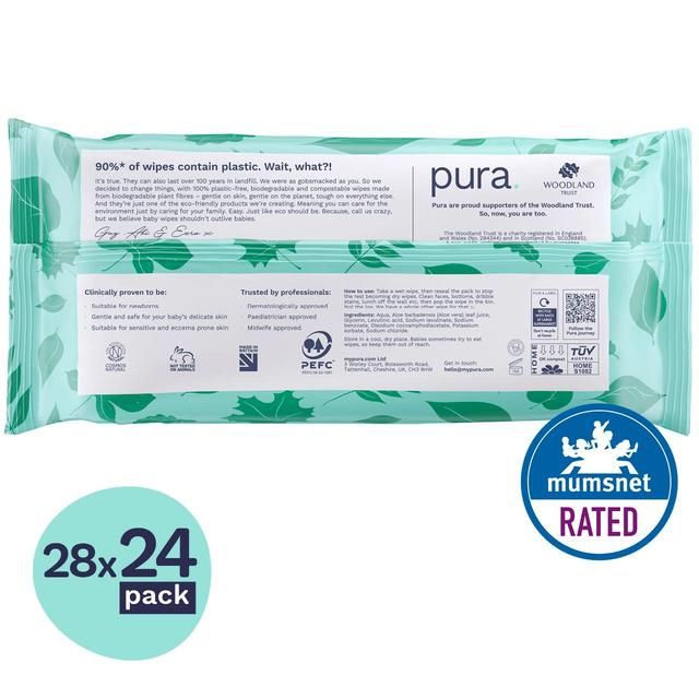 Pura Eco Baby Wipes Multipack   24 x 28 per pack