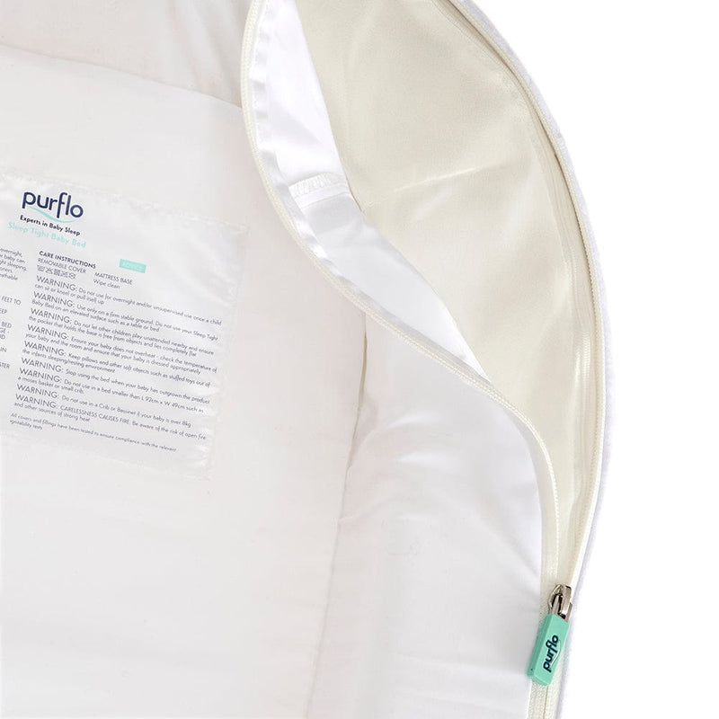 Purflo Sleep Tight Baby Bed in Luxe White, UK version