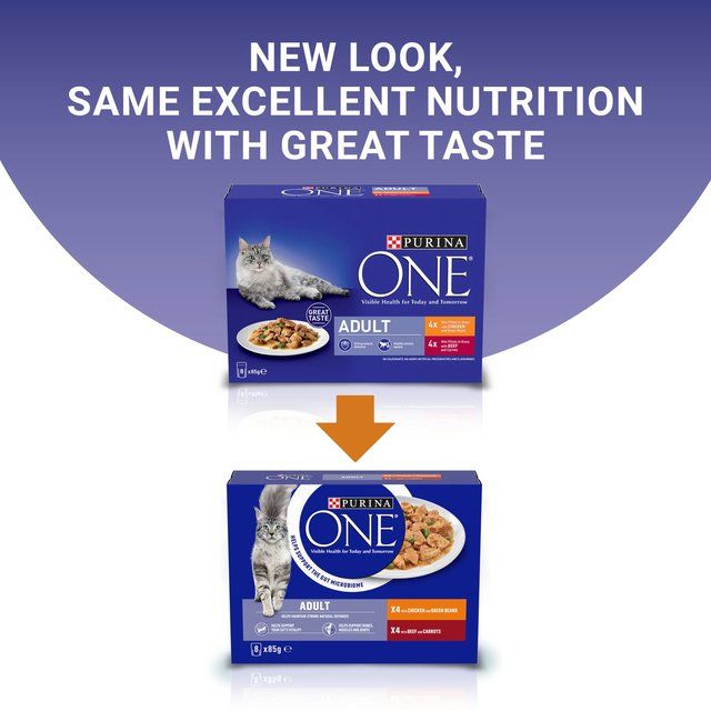 Purina One Mini Fillets Chicken &amp;amp; Beef Wet Cat Food   8 x 85g