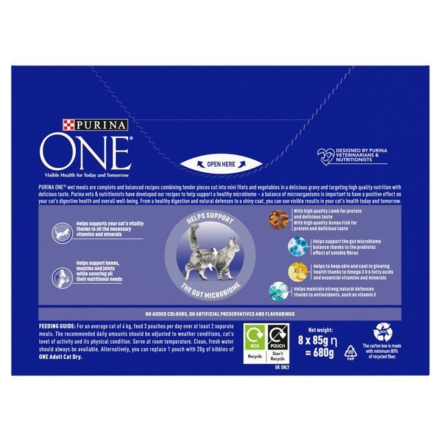 Purina One Mini Fillets Ocean Fish and Lamb Wet Cat Food   8 x 85g