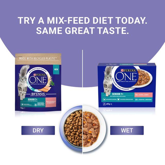 Purina One Senior 7+ Mini Fillets Salmon &amp;amp; Ocean Fish Wet Cat Food    8 x 85g